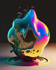 free image download of Chromatic and amorphic quicksilver splash dances against the dark background, creating a stark contrast of light and dark., iridescent color drop